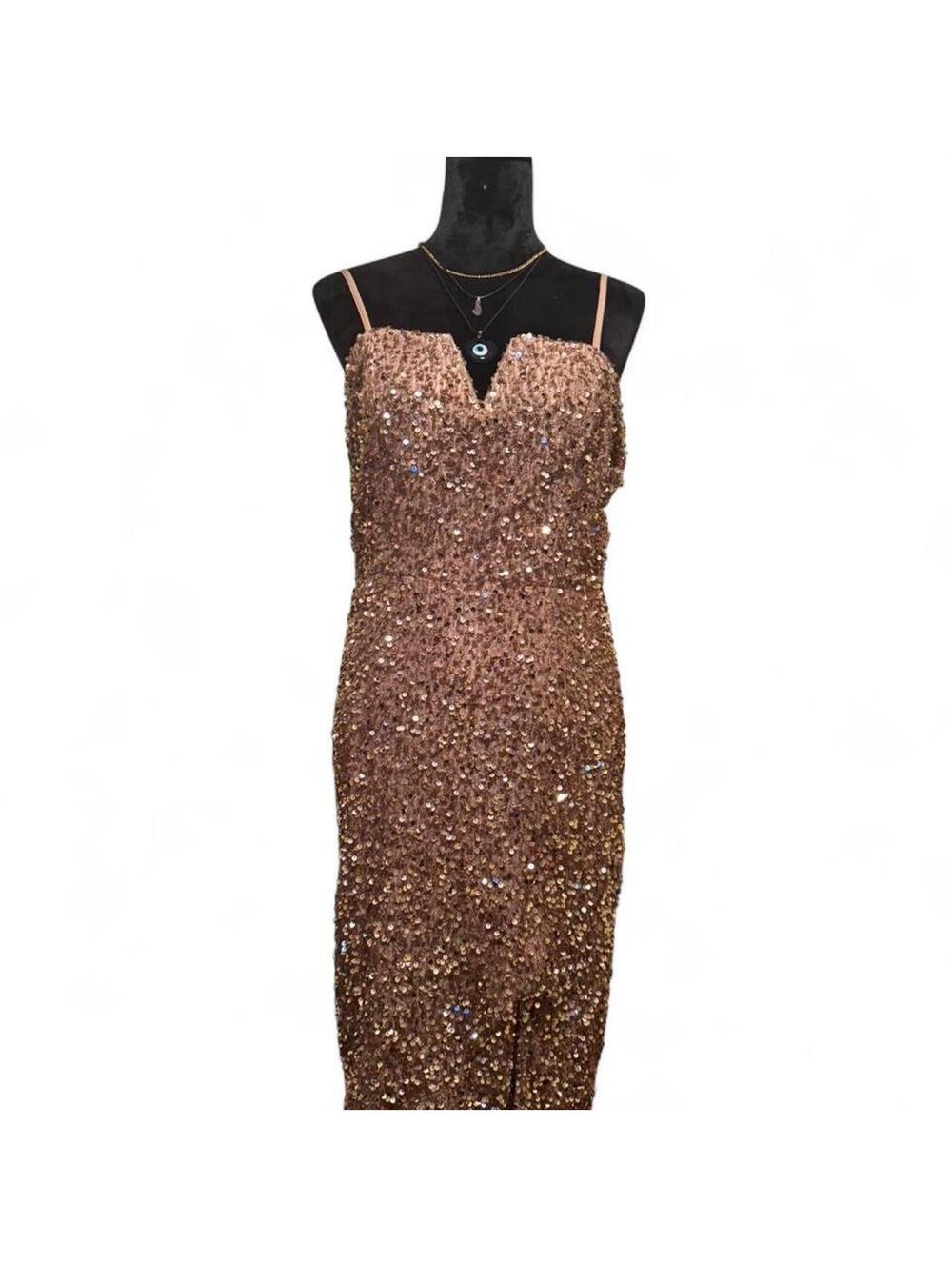 SHEIN Women's Gold and Brown Dress